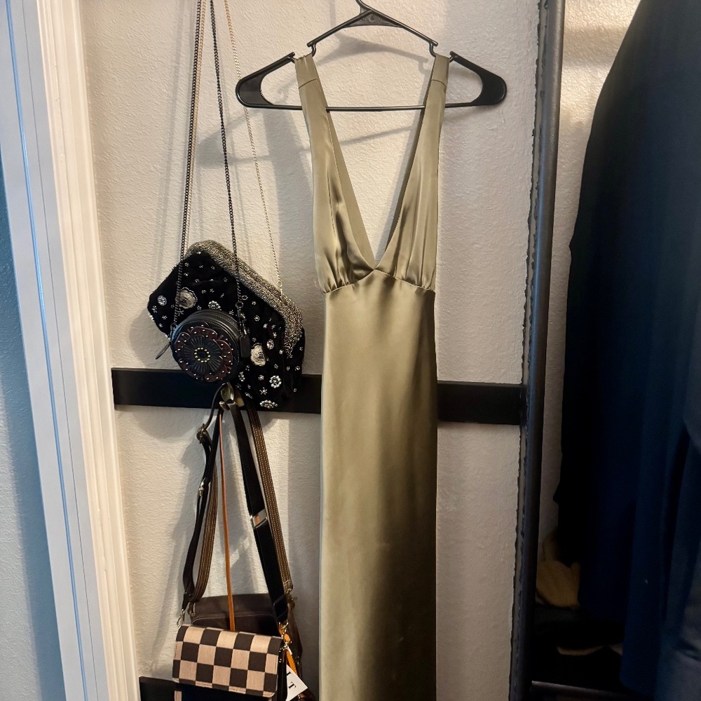 Silk olive green dress